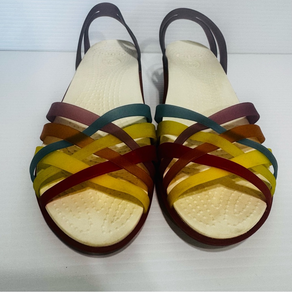 Crocs Rainbow Huaraches Wedge Sandals Size 8 - Picture 4 of 13